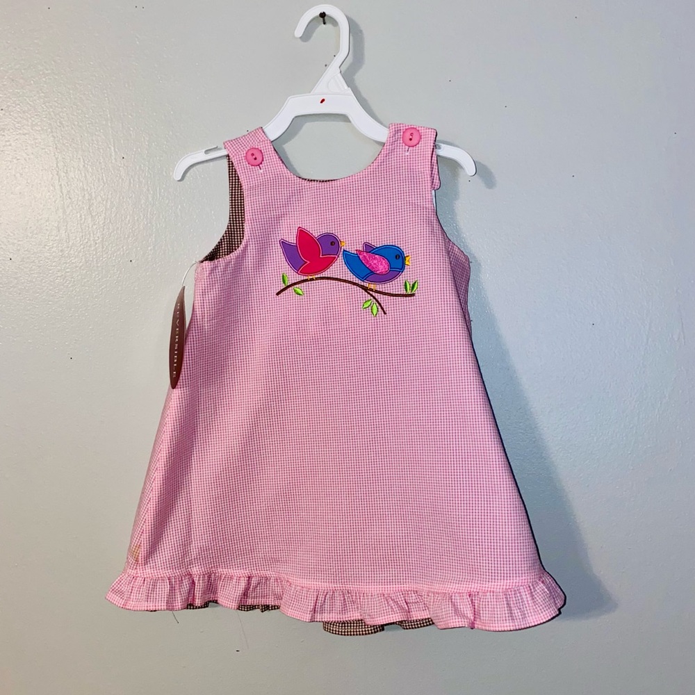 Mulberry Street Reversible Bird & Bunny Gingham Dress NWT